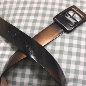 Ann Taylor gold/Black wide leather belt. Size S